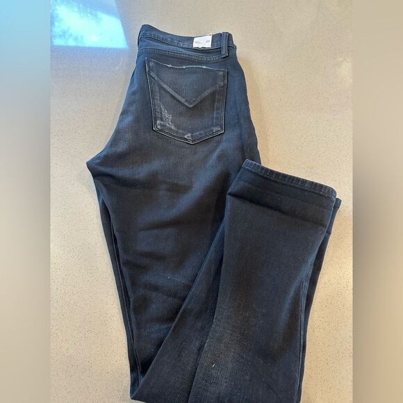 Hudson Riley Crop Relaxed Straight Leg Women's Black Jeans Star Detail Size 27 - Picture 5 of 16